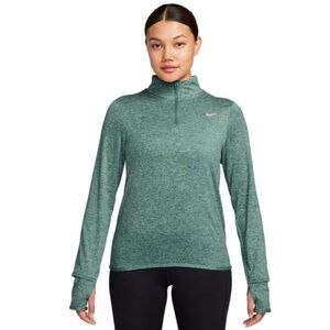 Nike Green Dri-Fit Running Lightweight 1/4 Zip Fitted Long Sleeve Size Small